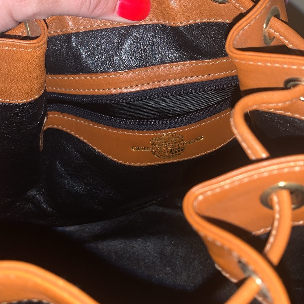 Italian Venice Simplon Orient Express Leather Bucket Bag/dustbag Black & Brown - Picture 9 of 11